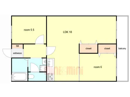 白川コーポ(2LDK/2階)の間取り写真