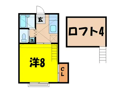 うらしまハイツ(1K/2階)の間取り写真