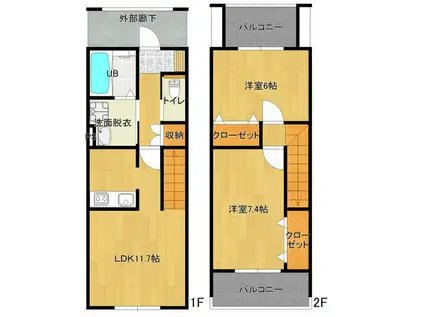 RITZ VILLAGE八木山本町(2LDK/2階)の間取り写真