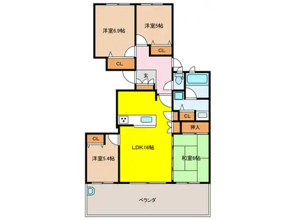 エスペランサ若楠(4LDK/4階)の間取り写真
