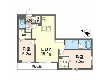 フルールブラン(2LDK/1階)の間取り写真