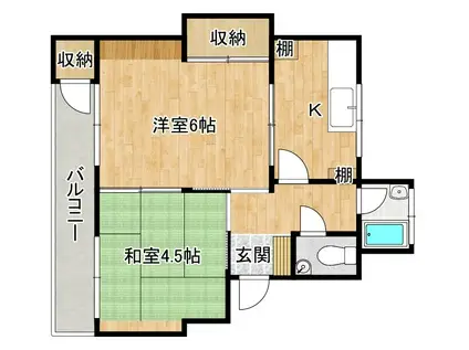 ハウス中舞鶴(2K/3階)の間取り写真