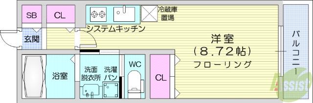 ルミエール日泉(ワンルーム/2階)の間取り写真