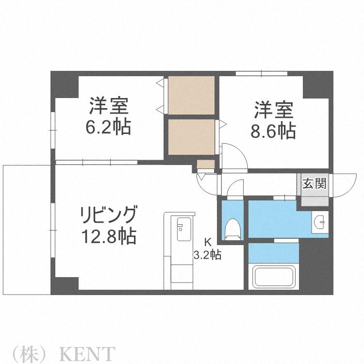 MODENA近代美術館(2LDK/5階)の間取り写真