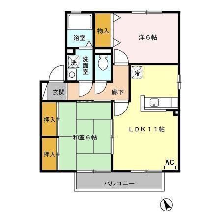 プラージュTOJIKI(2LDK/2階)の間取り写真