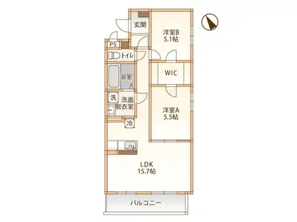 ベルジュB(2LDK/2階)の間取り写真