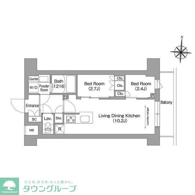 コンフォリア・リヴ南品川(2LDK/1階)の間取り写真