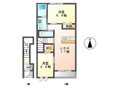リバティ(2LDK/2階)の間取り写真