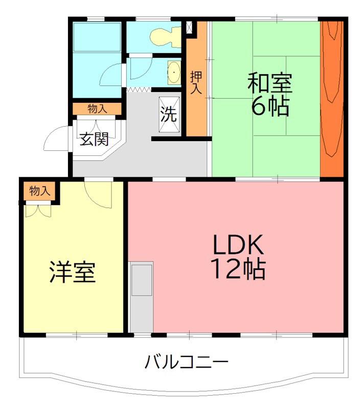椿ハイツ(2LDK/3階)の間取り写真