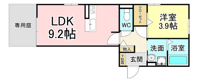 D-ROOM KASUMIII(1LDK/2階)の間取り写真