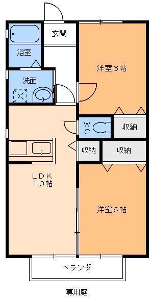 WELLVILLA・M(2LDK/2階)の間取り写真