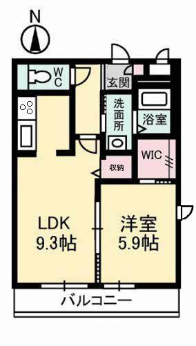 ウィスティリアA棟(1LDK/3階)の間取り写真