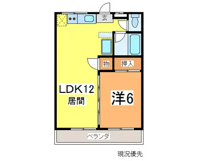 河北センス(1LDK/1階)の間取り写真