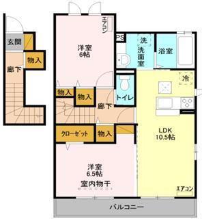シャインアイリス II(2LDK/2階)の間取り写真