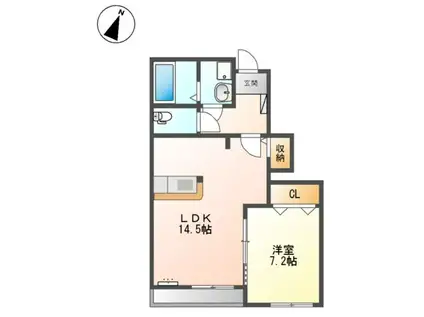 サンシャイン稲里 南棟(1LDK/1階)の間取り写真