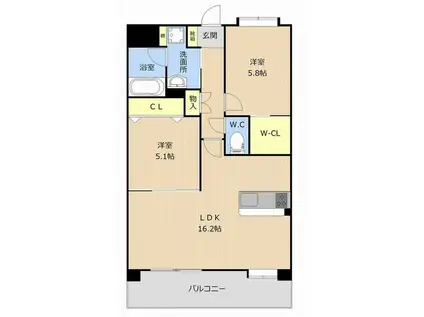 グランシャリオ空港東(2LDK/4階)の間取り写真