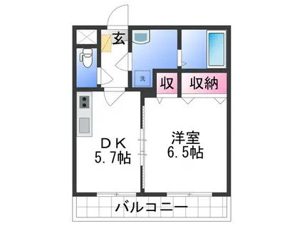 シャトー雅(1DK/3階)の間取り写真