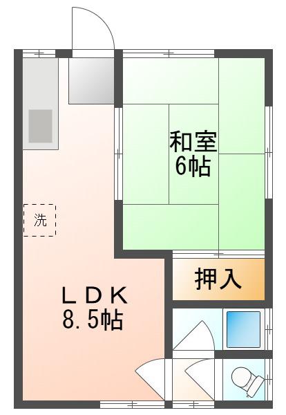 そよ風と春のメゾンB(1LDK/1階)の間取り写真