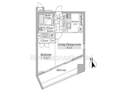 ラヴォーグ南青山(1LDK/8階)の間取り写真