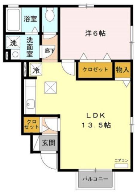 フーヴェル都A(1LDK/1階)の間取り写真