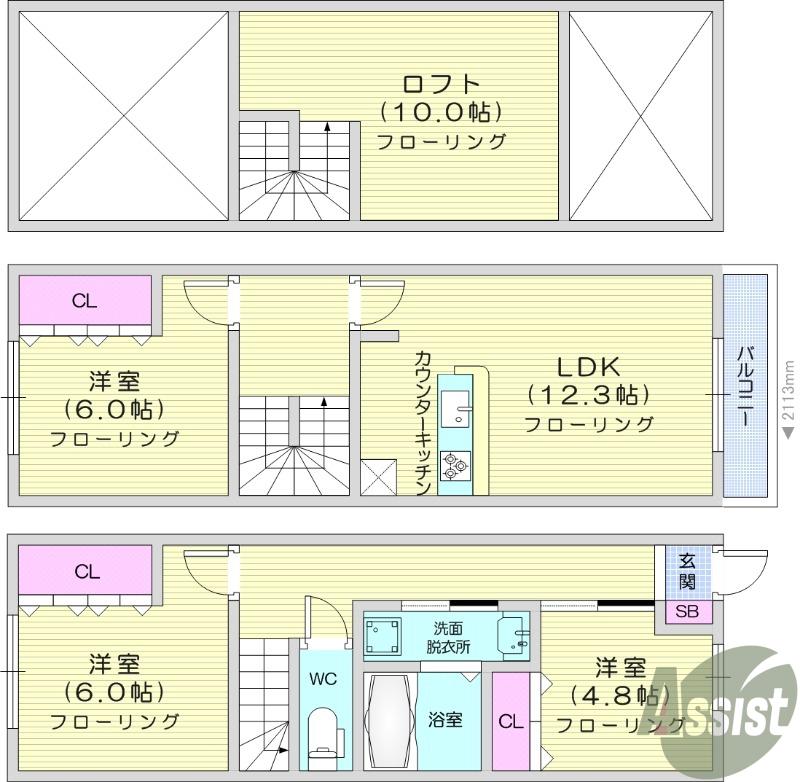 KLEINES HAUS(3LDK/1階)の間取り写真