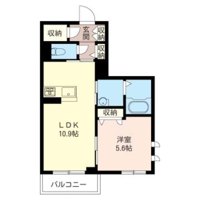 アステルガーデン(1LDK/1階)の間取り写真