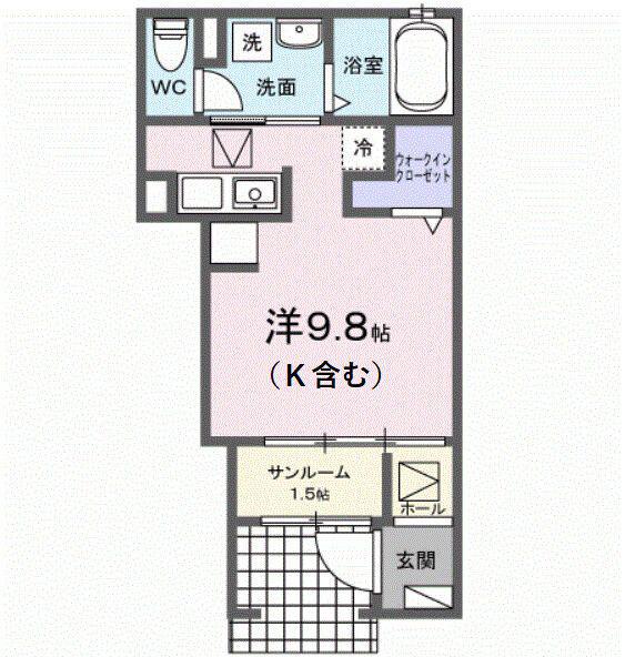 S・GVII(ワンルーム/1階)の間取り写真