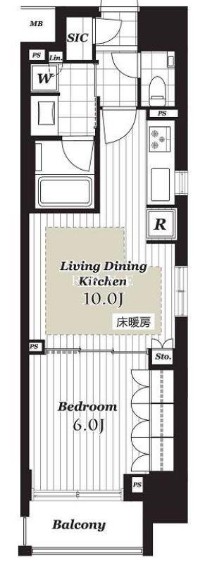 オープンレジデンシア日本橋横山町(1LDK/9階)の間取り写真