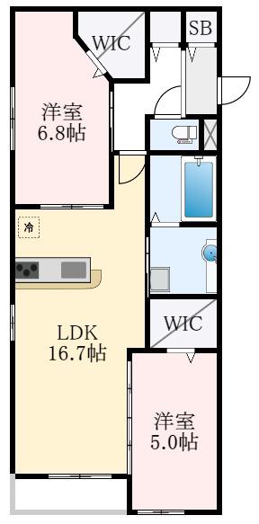 グリシーナ(2LDK/2階)の間取り写真