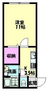 シンプルライフA棟(1K/2階)の間取り写真