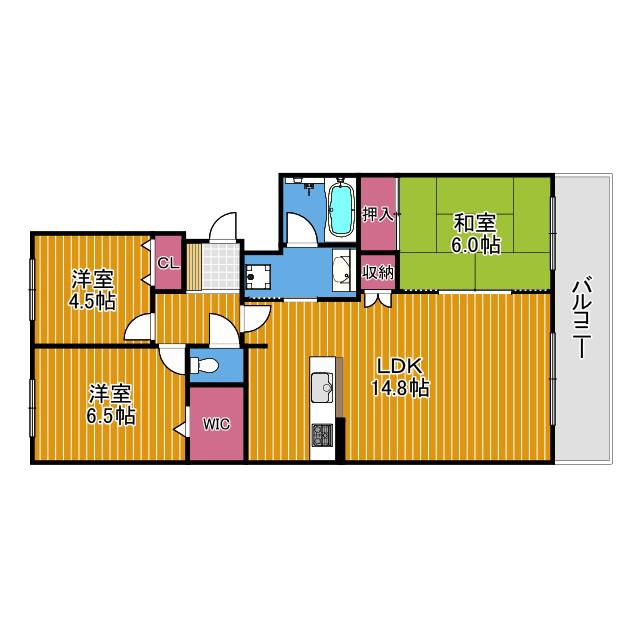 ローレルコート古市5番館(3LDK/7階)の間取り写真