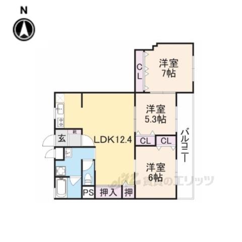 石垣ハイツ(3LDK/3階)の間取り写真