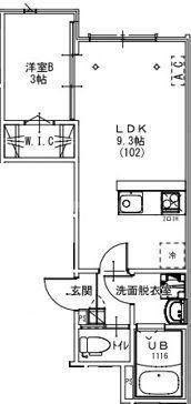 KEIAI RESIDENCE 元山I(1LDK/1階)の間取り写真