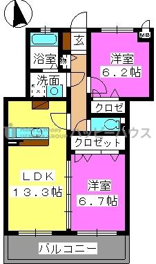 レジデンス・グリンダ(2LDK/3階)の間取り写真