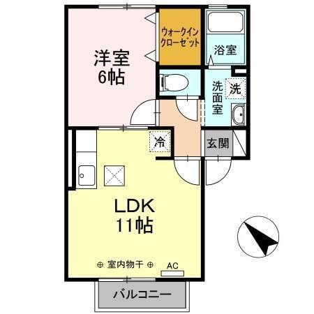 ゼフィール愛宕(1LDK/1階)の間取り写真