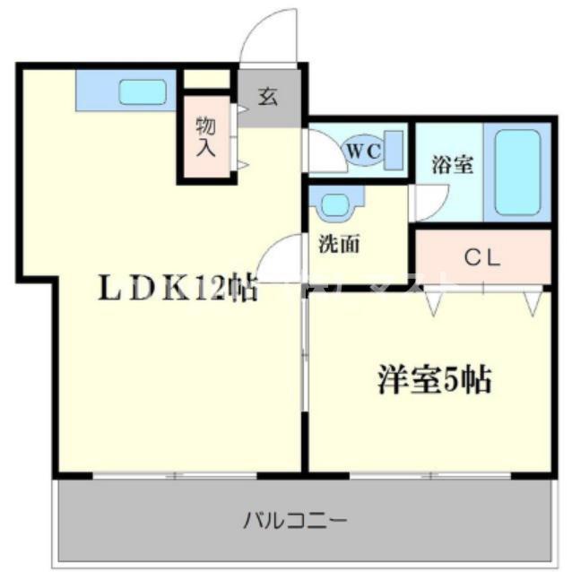 ヴィラウエストなんば(1LDK/4階)の間取り写真