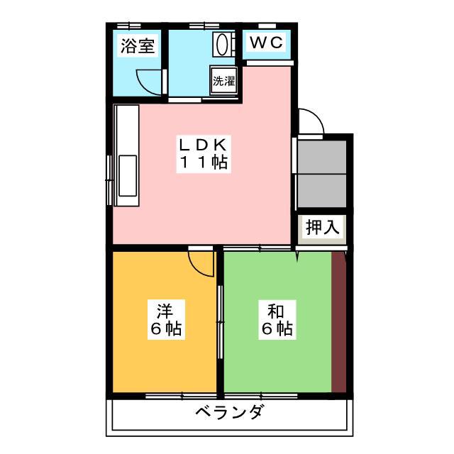 コーポ日吉B(2LDK/2階)の間取り写真