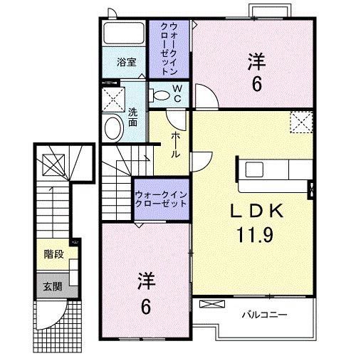 マードレC(2LDK/2階)の間取り写真