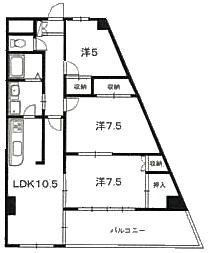 第II瀬戸ハイツ(3LDK/4階)の間取り写真