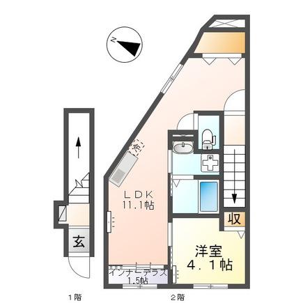 ビルゲ高柳(1LDK/2階)の間取り写真
