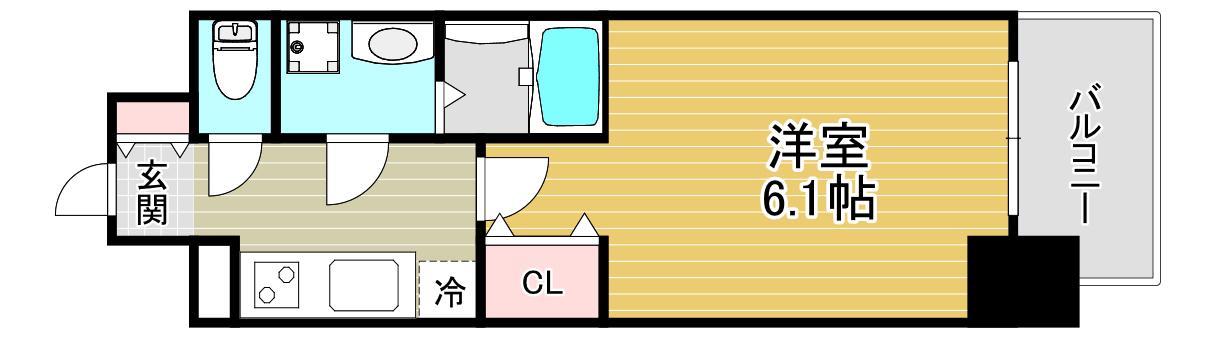エスリード大阪プライムゲート(1K/4階)の間取り写真