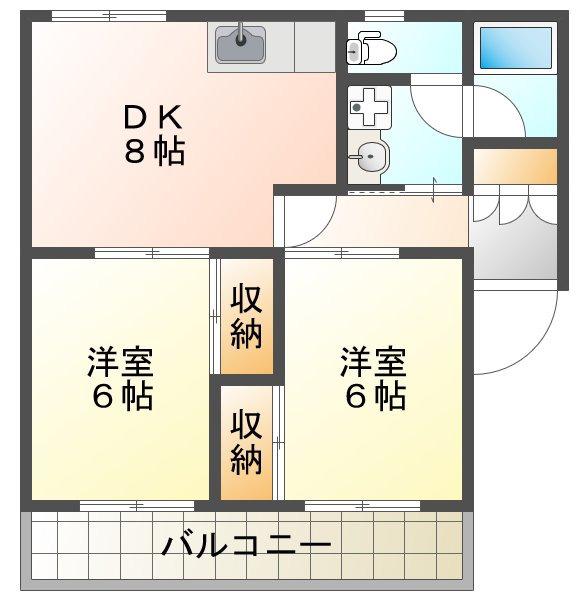 レジデンス武蔵(2DK/3階)の間取り写真