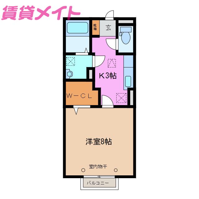 エトワール(1K/2階)の間取り写真