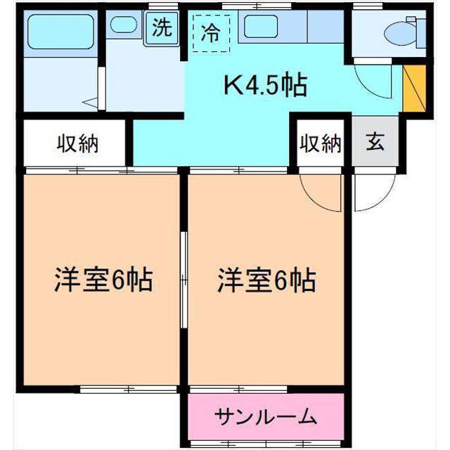 ハウス.北星(2K/1階)の間取り写真