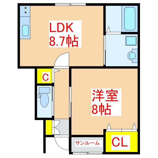 東郷アパート(1LDK/1階)の間取り写真