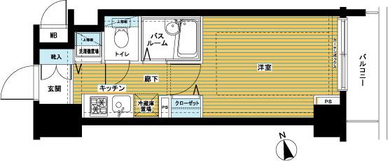 フェニックス高円寺参番館(1K/8階)の間取り写真