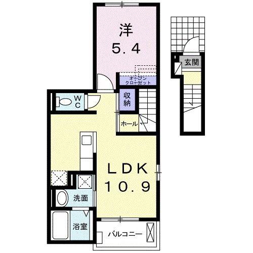 ラ・セリエ II(1LDK/2階)の間取り写真