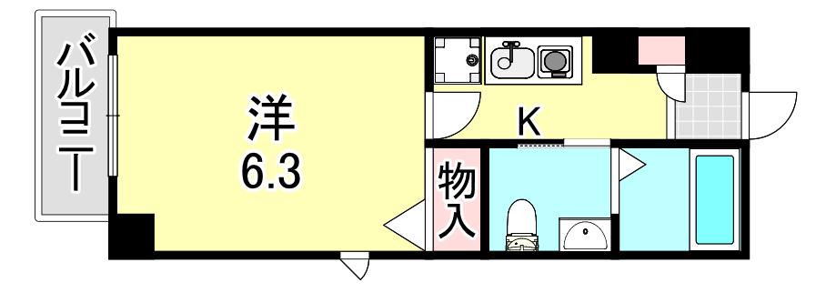 ラディウス森南(1K/5階)の間取り写真