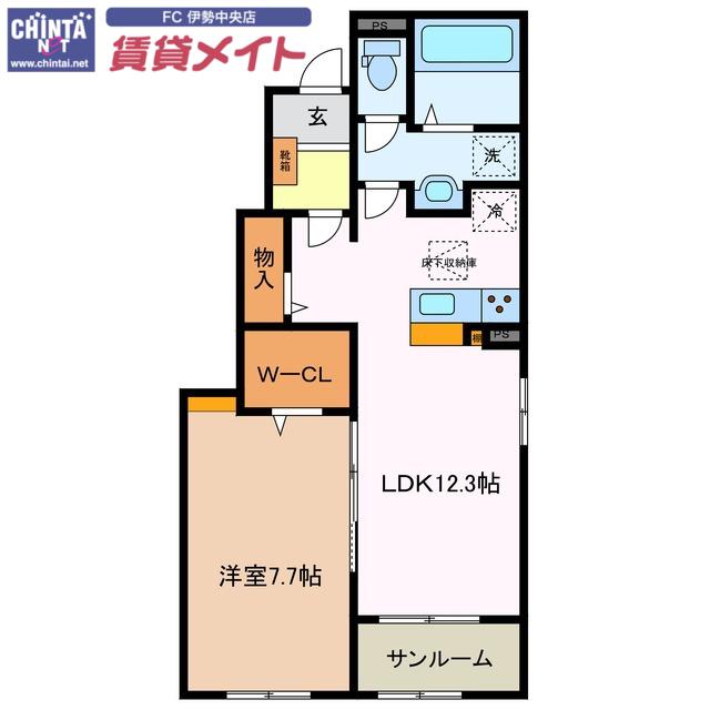 カーサ ヴィオーラ II(1LDK/1階)の間取り写真