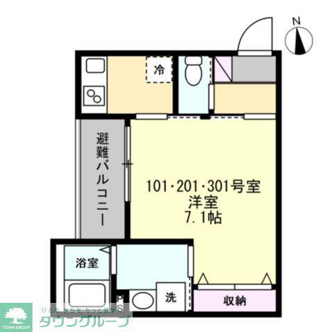 ベイルーム相模原ファイン(1K/1階)の間取り写真
